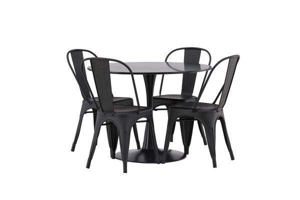 Imagine Masa de dining Glade - Negru / Negru MDF + Scaun de dining Tempe - Negru mat / Metal _4