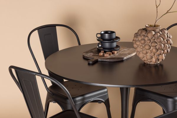 Imagine Masa de dining Glade - Negru / Negru MDF + Scaun de dining Tempe - Negru mat / Metal _4