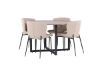 Imagine Masa de dining Durango - Negru / MDF Nuc + Scaun de dining Modesto - Gri / Boucle Negru Fumat _4