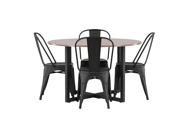 Imagine Masa de dining Durango - Negru / MDF nuc + Scaun de dining Tempe - Negru mat / Metal _4