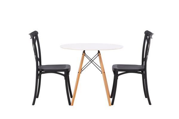 Imagine Masa de dining Danburi - aspect de lemn / MDF aspect de lemn +  Scaun de dining Crosett - Negru Mat / plastic negru Mat _2