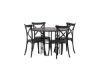 Imagine Masa de dining din Copenhaga - Negru / Furnir Mocca + Scaun de dining Crosett - Negru Mat / Plastic Negru Mat _4