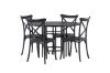 Imagine Masă de dining Copenhagen - Negru / Furnir negru + Scaun de dining Crosett - Negru mat / Plastic negru mat