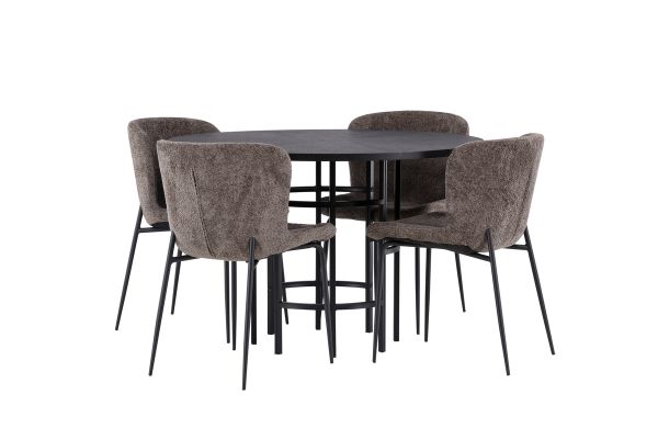 Imagine Masa de dining Copenhaga - Negru / Furnir de negru + Scaun de dining Modesto - Gri / Boucle negru fumat _4