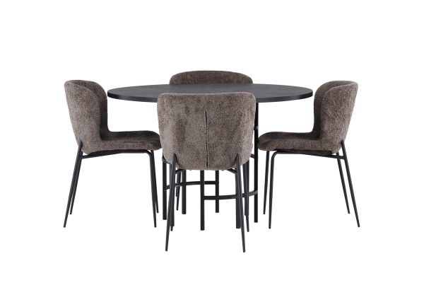 Imagine Masa de dining Copenhaga - Negru / Furnir de negru + Scaun de dining Modesto - Gri / Boucle negru fumat _4