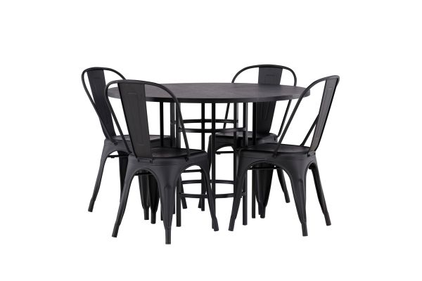 Imagine Masa de dining din Copenhaga - Negru / Furnir de nuc + Scaun de dining Tempe - Negru mat / Metal _4