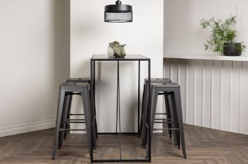 Imagine Brea Bar Table - Negru / MDF Negru + Scaun de Bar Tempe - Gri Închis / Metal _4