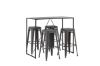 Imagine Brea Bar Table - Negru / MDF Negru + Scaun de Bar Tempe - Gri Închis / Metal _4