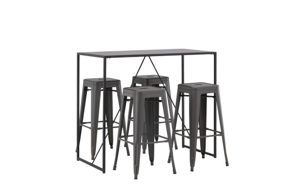 Imagine Brea Bar Table - Negru / MDF Negru + Scaun de Bar Tempe - Gri Închis / Metal _4