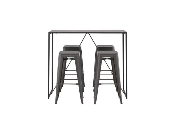 Imagine Brea Bar Table - Negru / MDF Negru + Scaun de Bar Tempe - Gri Închis / Metal _4