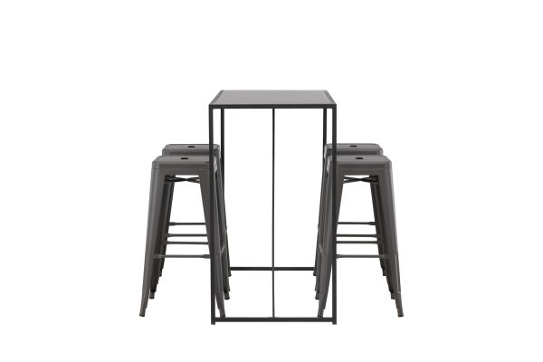 Imagine Brea Bar Table - Negru / MDF Negru + Scaun de Bar Tempe - Gri Închis / Metal _4