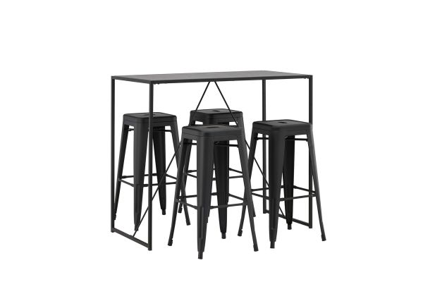 Imagine 
Masa de bar Brea - Negru / MDF negru + Scaun de bar Tempe - Negru mat / Metal _4