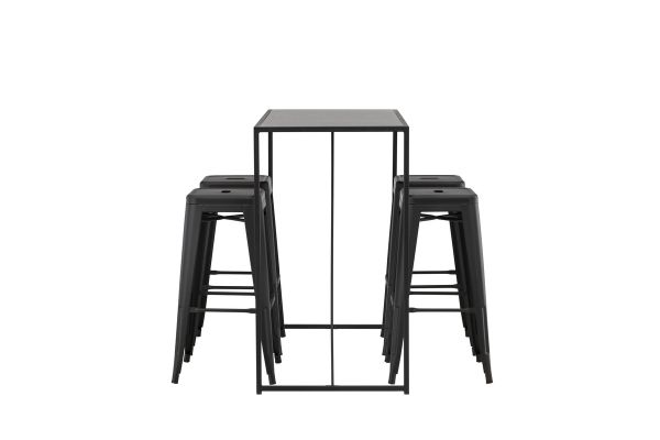 Imagine 
Masa de bar Brea - Negru / MDF negru + Scaun de bar Tempe - Negru mat / Metal _4