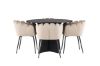 Imagine Masa de dining rotunda Bootcut - Negru / Faner Negru + Scaun Limhamn - Negru / Catifea Bej _4