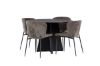 Imagine Masa de dining rotunda Bootcut - Negru / Faner negru + Scaun de dining Modesto - Gri / Boucle negru afumat _4