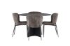 Imagine Masa de dining rotunda Bootcut - Negru / Faner negru + Scaun de dining Modesto - Gri / Boucle negru afumat _4