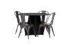 Imagine Masa de dining rotunda Bootcut - Negru / Faner negru + Scaun de dining Tempe - Gri inchis / MDF Maro inchis _4