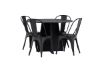 Imagine Masa de dining rotunda Bootcut - Negru / Faner negru + Scaun de dining Tempe - Negru mat / Metal _4