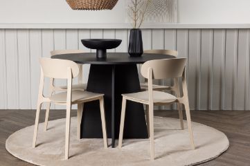 Imagine Bootcut Round Dining Table - Black / Black Fanéer +Åstol Dining Chair - Nature Wood plastic composite _4