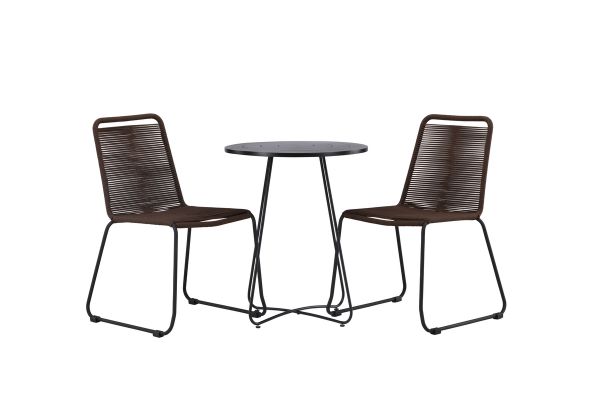 Imagine Vă rugăm să traduceți complet Bacong Cafetable Steel - Negru / Rotund ø60 ** + Lindos Diningchair Aluminiu - Negru / _2