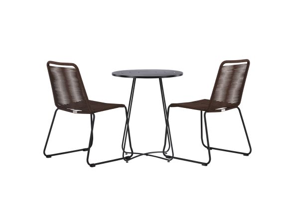 Imagine Vă rugăm să traduceți complet Bacong Cafetable Steel - Negru / Rotund ø60 ** + Lindos Diningchair Aluminiu - Negru / _2