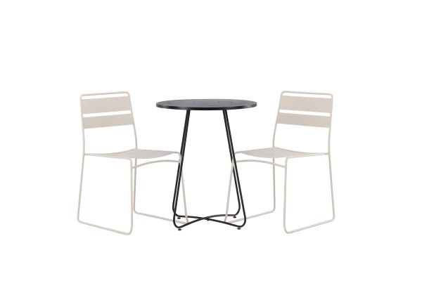 Imagine Bacong Cafetable Steel - Negru / Rotund ø60** + Lina Dining Chair - Bej _2