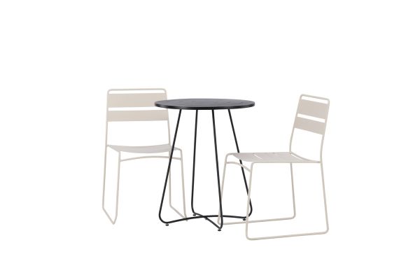 Imagine Bacong Cafetable Steel - Negru / Rotund ø60** + Lina Dining Chair - Bej _2