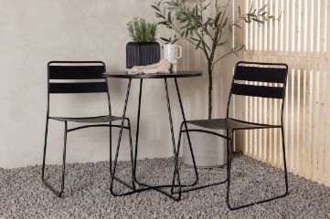 Imagine Bacong Cafetable Steel - Negru / Rotund ø60 ** + Scaun de dining Lina - Negru _2