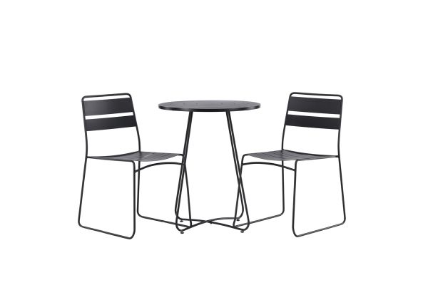 Imagine Bacong Cafetable Steel - Negru / Rotund ø60 ** + Scaun de dining Lina - Negru _2