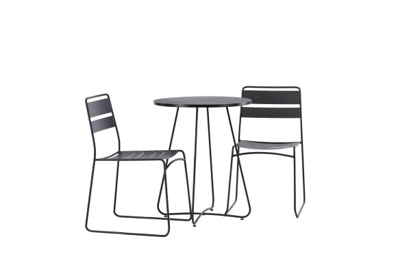 Imagine Bacong Cafetable Steel - Negru / Rotund ø60 ** + Scaun de dining Lina - Negru _2