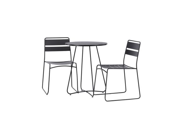 Imagine Bacong Cafetable Steel - Negru / Rotund ø60 ** + Scaun de dining Lina - Negru _2