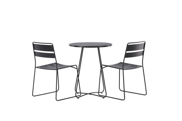 Imagine Bacong Cafetable Steel - Negru / Rotund ø60 ** + Scaun de dining Lina - Negru _2