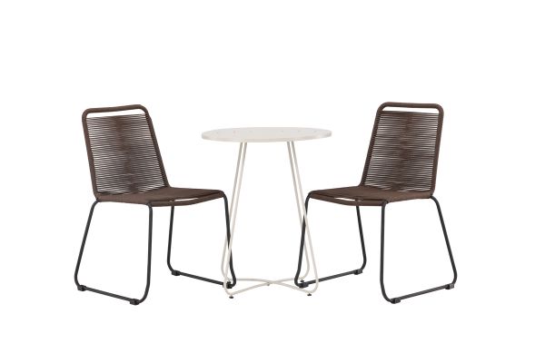 Imagine Bacong Cafetable Steel - Bej / Rotund ø60** +Lindos Diningchair Aluminiu - Negru / _2