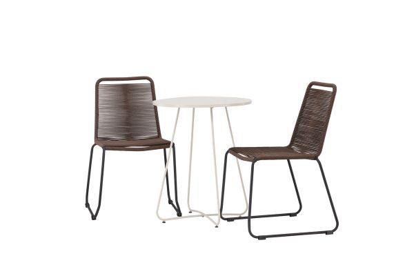 Imagine Bacong Cafetable Steel - Bej / Rotund ø60** +Lindos Diningchair Aluminiu - Negru / _2