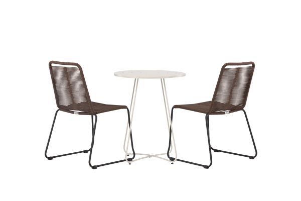 Imagine Bacong Cafetable Steel - Bej / Rotund ø60** +Lindos Diningchair Aluminiu - Negru / _2