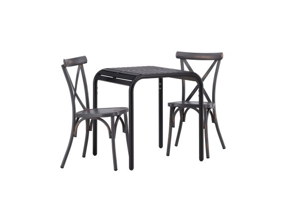 Imagine Borneo Cafetable Aluminium - Negru / Kvadrat 70*70* + Tablas Scaun de Dining Aluminium - Negru / _2