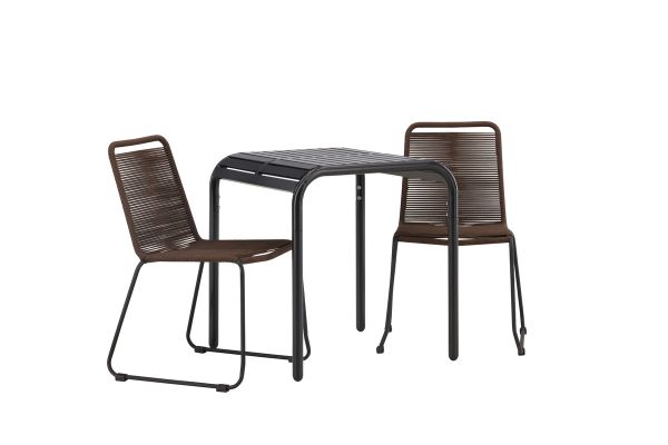 Imagine Borneo Cafetable Aluminiu - Negru / Kvadrat 70*70* + Scaun de masă Lindos Aluminiu - Negru / _2