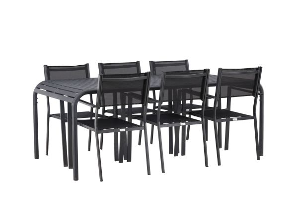 Imagine Masa de dining Borneo Aluminiu - Negru / Rectangular 100*200* + Scaun empilabil Copacabana - Negru/Negru - Înlocuiește 4131-408 _6