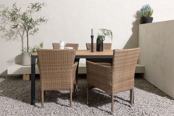 Imagine Break Diningtable Alumnium - Black / Nature Rectangular 90*150* +Malina Diningchair Alumnium - Nature / Wicker _4