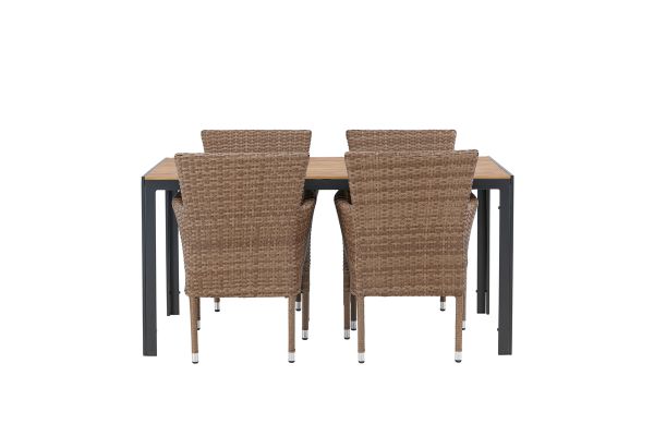 Imagine Break Diningtable Alumnium - Black / Nature Rectangular 90*150* +Malina Diningchair Alumnium - Nature / Wicker _4