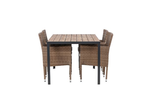 Imagine Break Diningtable Alumnium - Black / Nature Rectangular 90*150* +Malina Diningchair Alumnium - Nature / Wicker _4