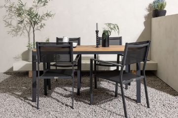 Imagine Masa de dining Break Aluminiu - Negru / Natur Rectangular 90*150* + Scaun empilabil Copacabana - Negru/Negru - Înlocuiește 4131-408 _4