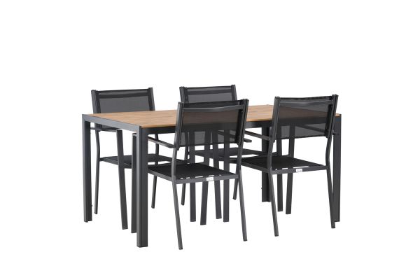 Imagine Masa de dining Break Aluminiu - Negru / Natur Rectangular 90*150* + Scaun empilabil Copacabana - Negru/Negru - Înlocuiește 4131-408 _4