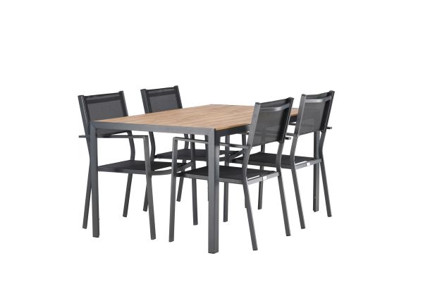 Imagine Masa de dining Break Aluminiu - Negru / Natur Rectangular 90*150* + Scaun empilabil Copacabana - Negru/Negru - Înlocuiește 4131-408 _4