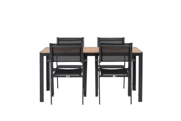 Imagine Masa de dining Break Aluminiu - Negru / Natur Rectangular 90*150* + Scaun empilabil Copacabana - Negru/Negru - Înlocuiește 4131-408 _4