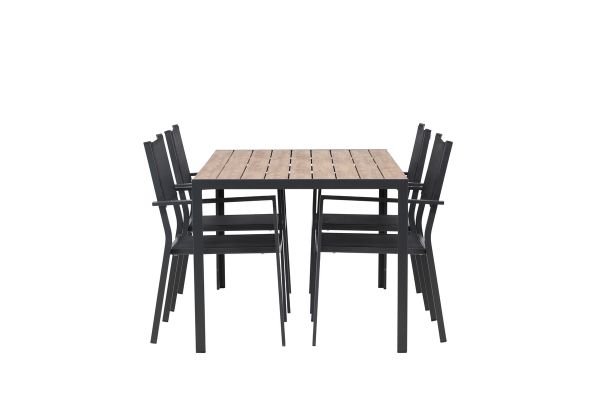 Imagine Masa de dining Break Aluminiu - Negru / Natur Rectangular 90*150* + Scaun empilabil Copacabana - Negru/Negru - Înlocuiește 4131-408 _4