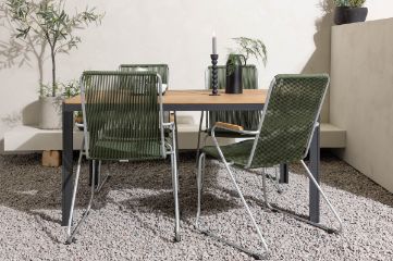 Imagine Break Diningtable Alumnium - Black / Nature Rectangular 90*150* +Bois Diningchair Steel - Silver / Green Rope _4