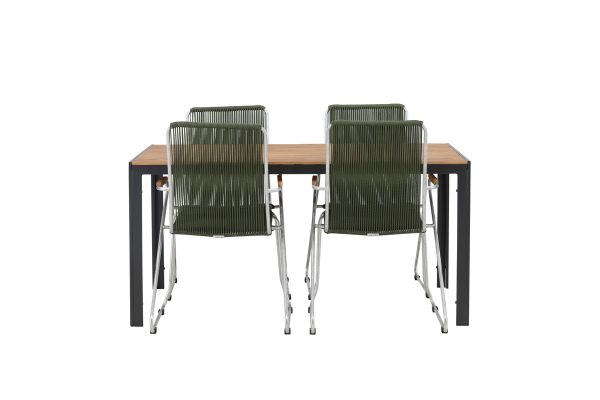 Imagine Break Diningtable Alumnium - Black / Nature Rectangular 90*150* +Bois Diningchair Steel - Silver / Green Rope _4