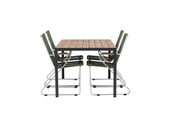 Imagine Break Diningtable Alumnium - Black / Nature Rectangular 90*150* +Bois Diningchair Steel - Silver / Green Rope _4