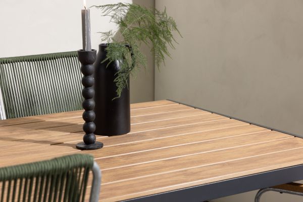 Imagine Break Diningtable Alumnium - Black / Nature Rectangular 90*150* +Bois Diningchair Steel - Silver / Green Rope _4